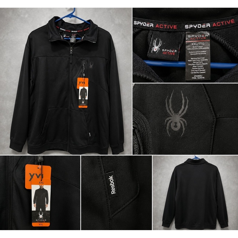 Spyder Active Full Zip Jacket Men's XXL Black Performance Moisture Wicking...